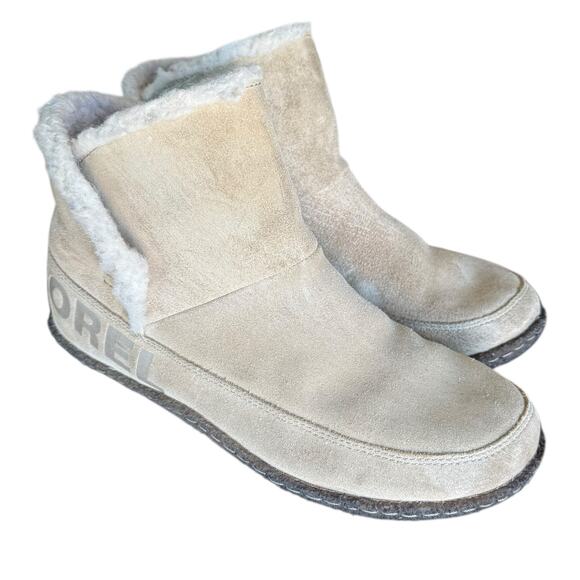 Sorel Women's Nakiska British Tan Suede Sherpa Lined Bootie Slipper - Size 8 - Picture 4 of 11